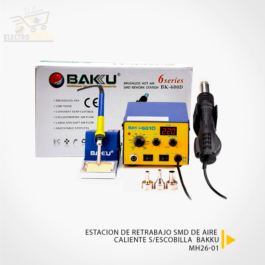 (OFERTA) "MH26-01" ESTACION DE RETRABAJO SMD DE AIRE CALIENTE S/ ESCOBILLA BAKKU