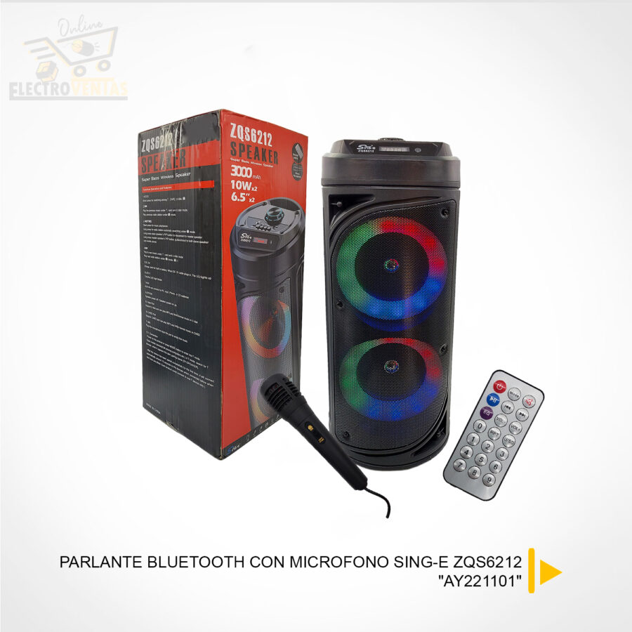 (OFERTA) "AY221101" PARLANTE BLUETOOTH CON MICROFONO SING-E ZQS6212