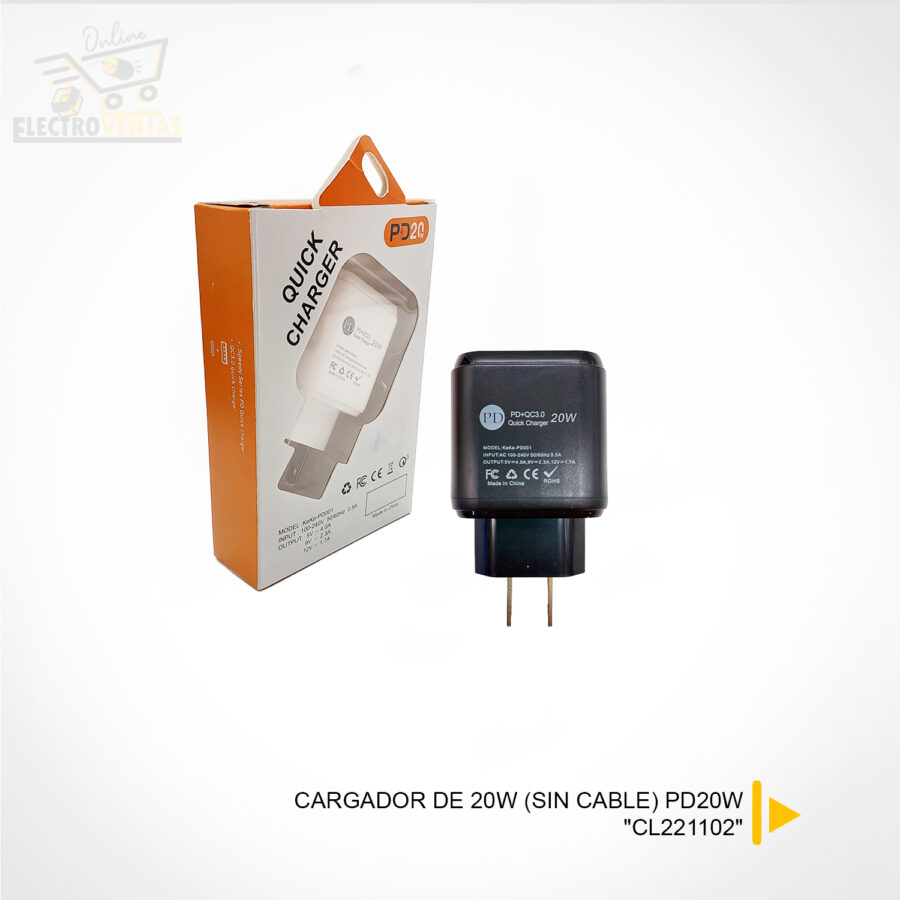 "CL221102" CARGADOR DE 20W (SIN CABLE) PD20W
