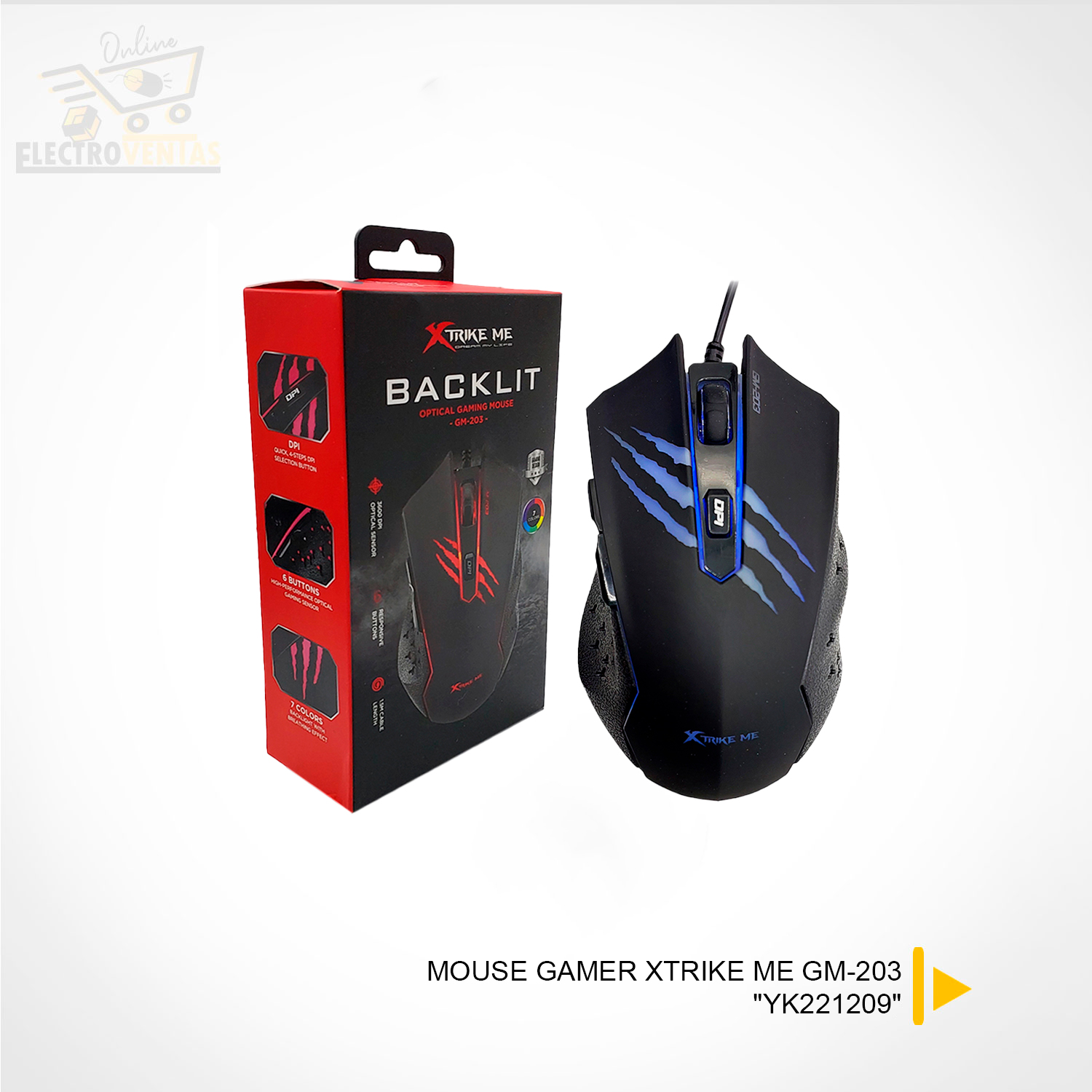 (OFERTA) "YK221209" MOUSE GAMER XTRIKE ME GM-203