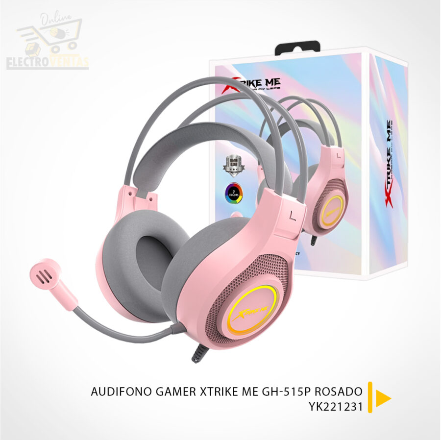 (OFERTA) "YK221231" AUDIFONO GAMER XTRIKE ME GH-515P ROSADO