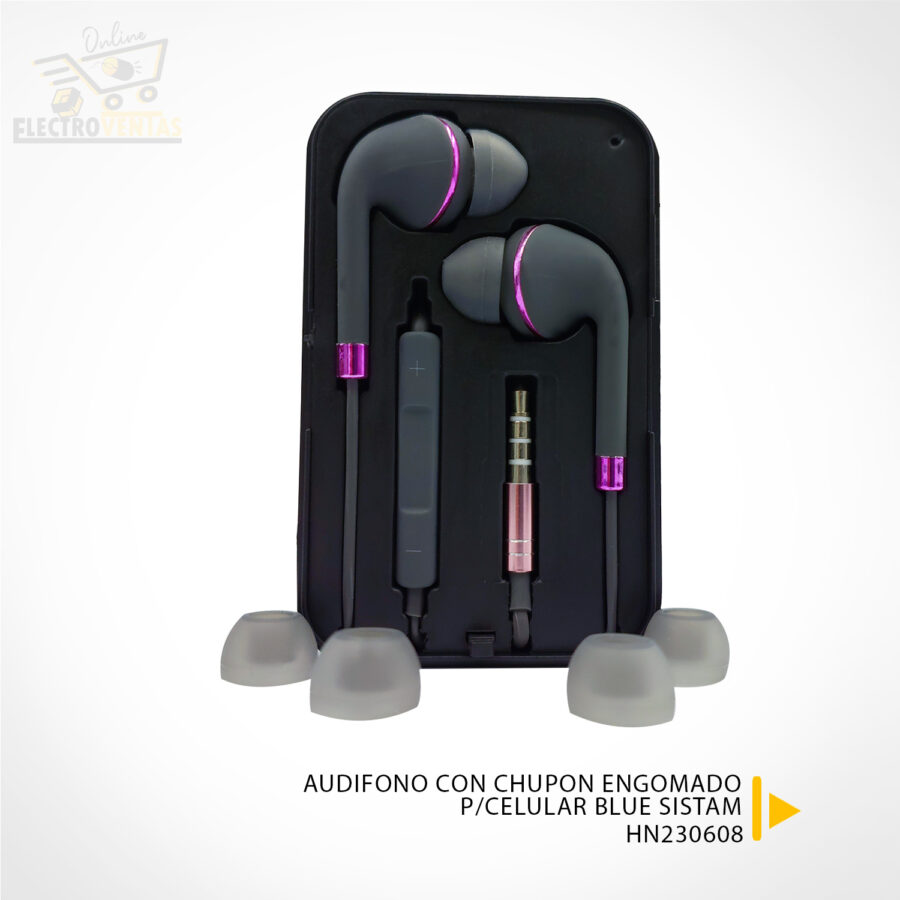 "HN230608" AUDIFONO CHUPON ENGOMADO P/CELULAR BLUE SISTAM