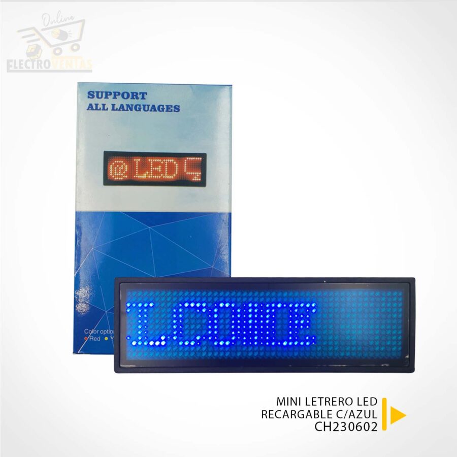 "CH230602" MINI LETRERO LED RECARGABLE C/AZUL