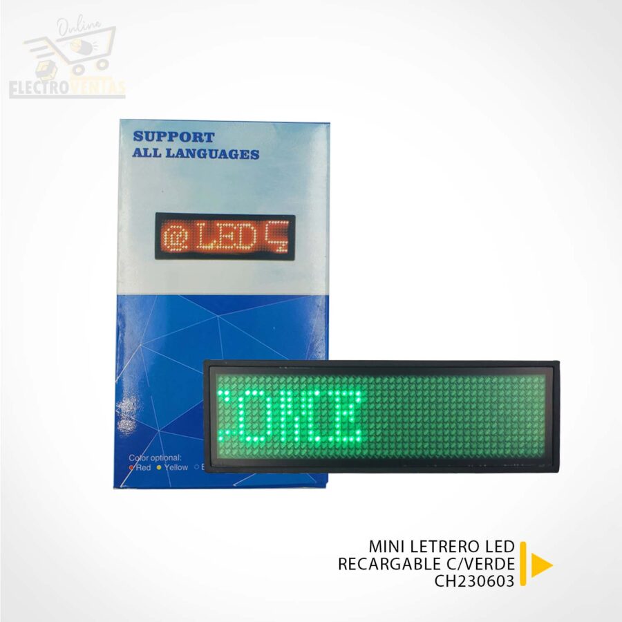 "CH230603" MINI LETRERO LED RECARGABLE C/VERDE