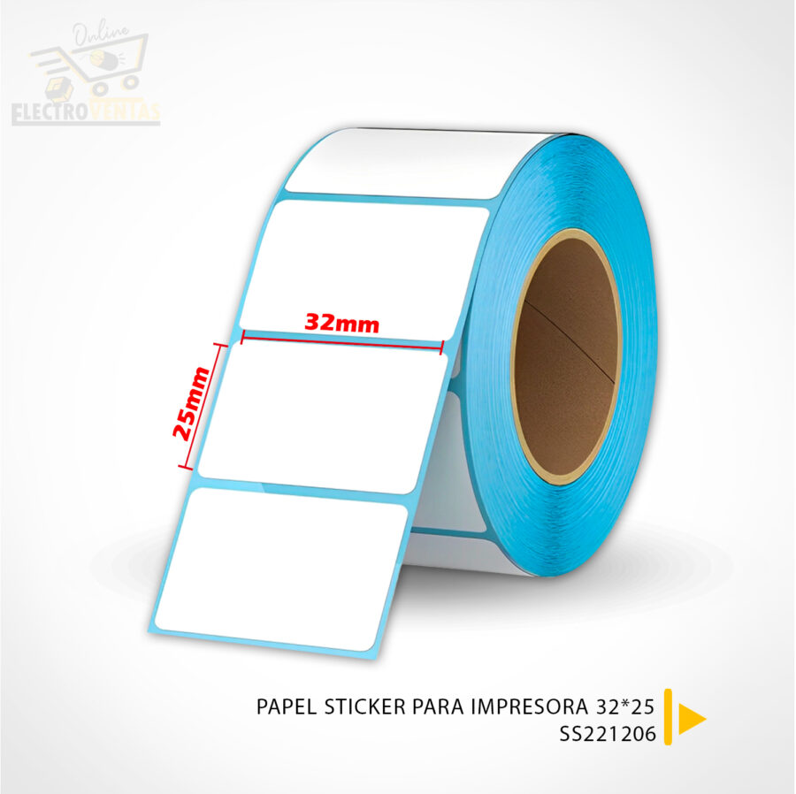 "SS221206" PAPEL STIKER PARA IMPRESORA 32*25