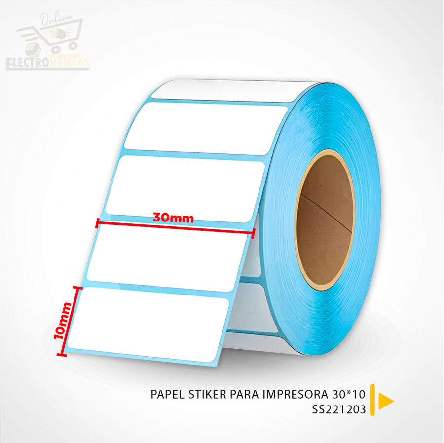 "SS221203" PAPEL STIKER PARA IMPRESORA 30*10
