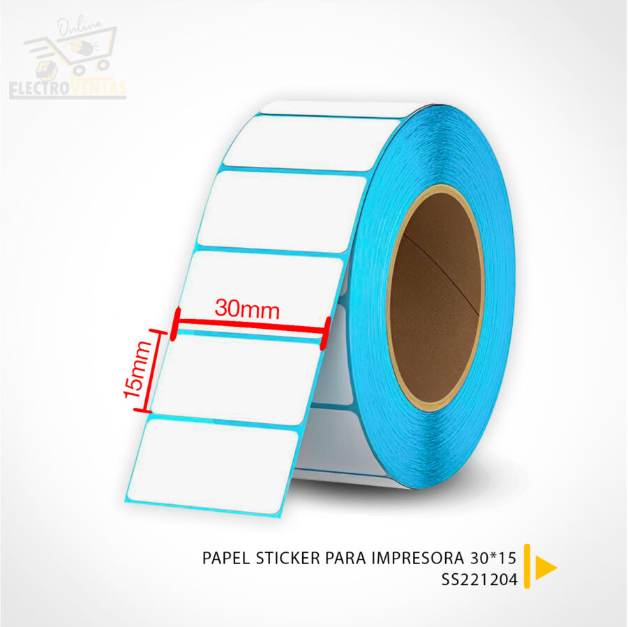 "SS221204" PAPEL STICKER PARA IMPRESORA 30*15