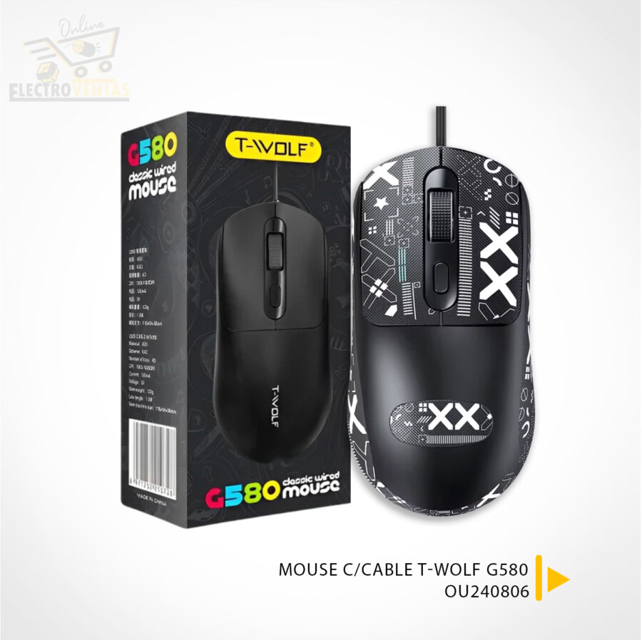 "OU240806" MOUSE C/CABLE T-WOLF G580